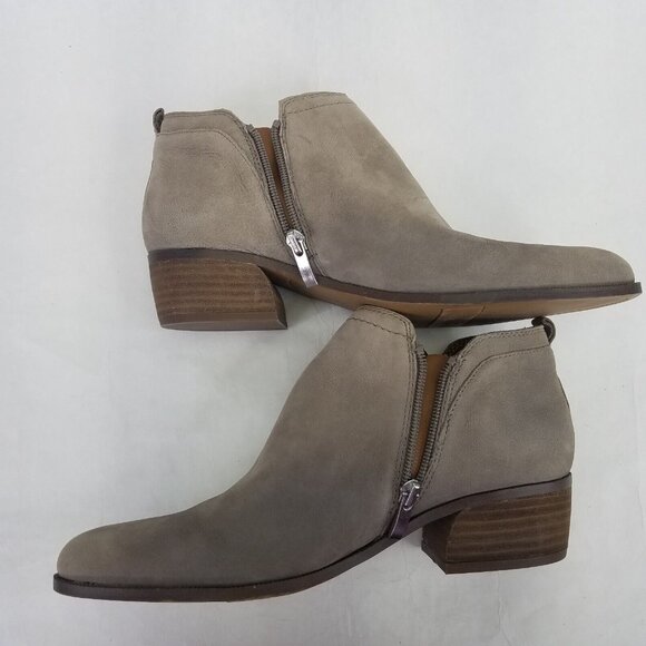 Franco Sarto Laslo Ankle Booties Women's 9 Leather Side Zip Iron Grey Block Heel - Picture 9 of 13